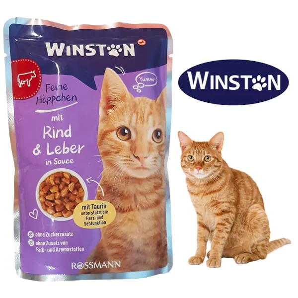 پوچ گربه وینستون طعم گوشت و جگر 100 گرم